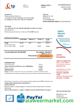 Poland TP business utility bill template in Word and PDF formats